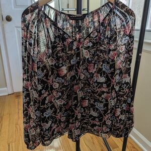White House Black Market Sheer Floral Blouse